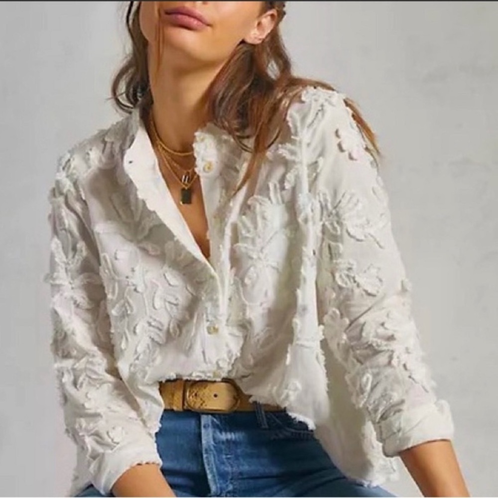 Pilcro and the Letterpress White Floral Top